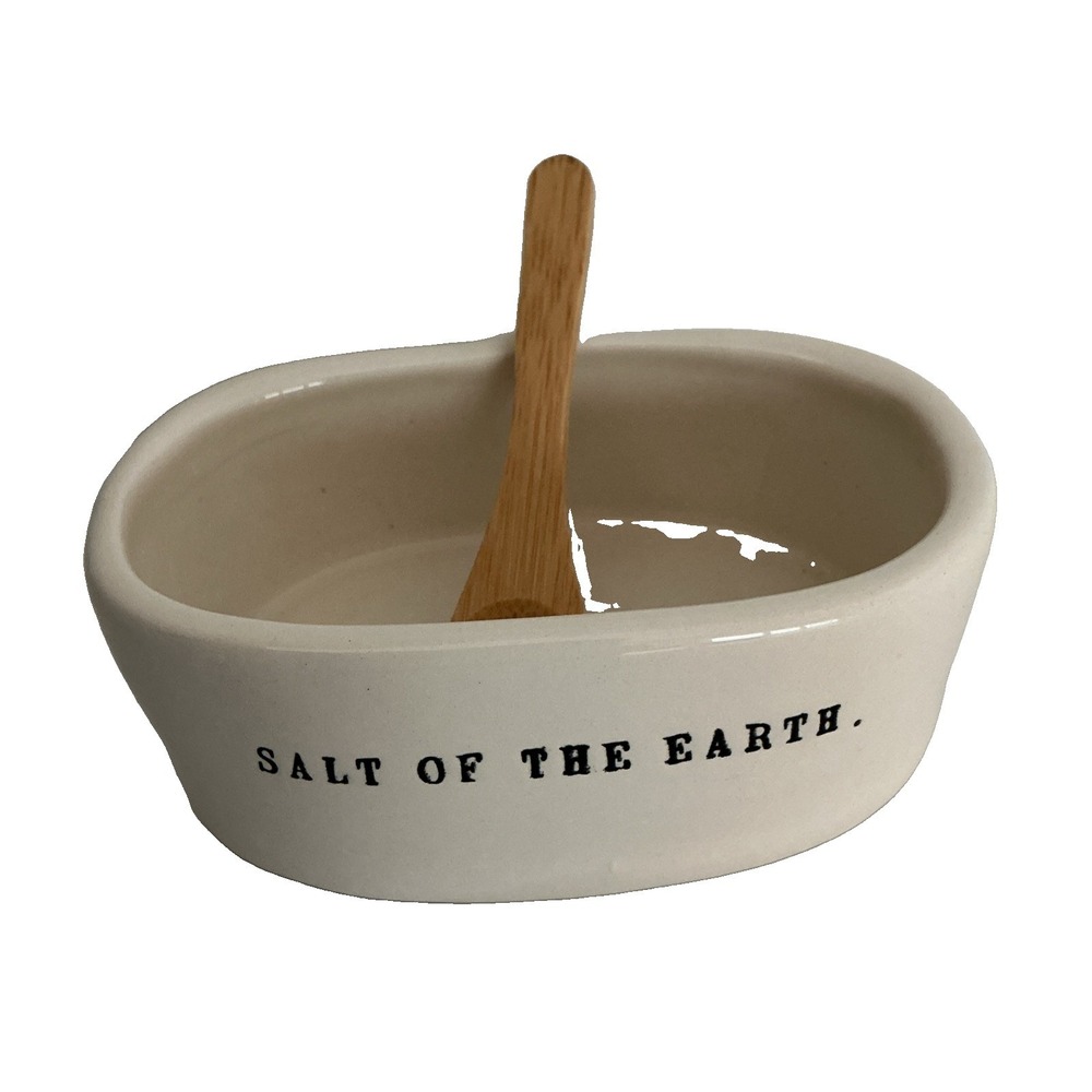 Rae Dunn Boutique Salt of the Earth Salt Cellar With Small Spoon